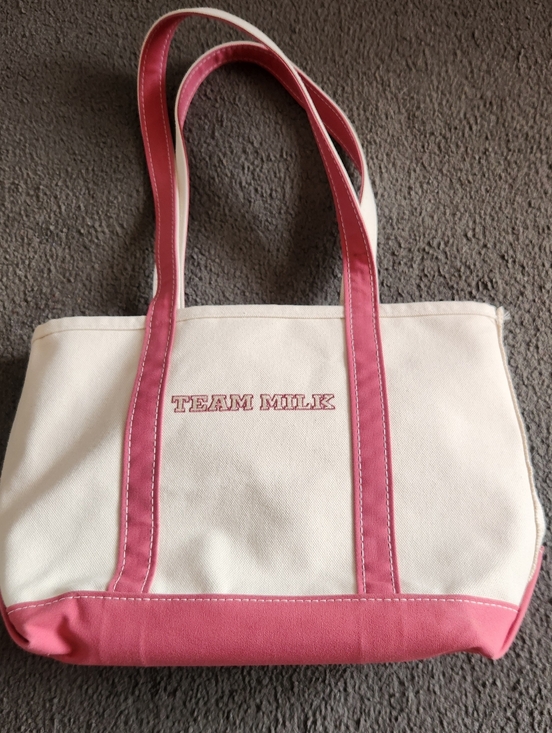 L.L. Bean Handbags - L.L. BEAN Mini Boat & Tote Pink Team Milk Off White Pink Trim Heavyweight Canvas